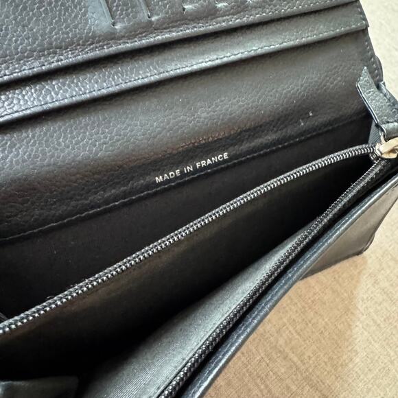 Chanel Black L Yen Wallet Caviar Quilted Lambskin Two Fold Long Continental - Picture 8 of 9